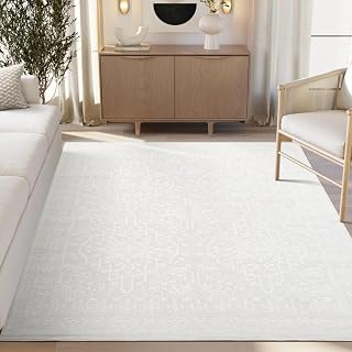 Abani Regal Cream Area Rug - 2 x 3 - for Living Room, Bedroom - Washable Tone-on-Tone Vintage Design - Soft, Durable
