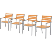 Stackable Outdoor Dining Arm Chair by Global Industrial – Alloy Steel, Tan, Model 436985TN