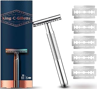 Gillette Double Edge Razor, Silver, 5 Pieces
