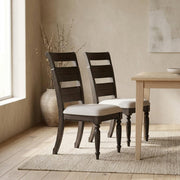 Solid Wood Ladder-Back Side Chairs Set of by Furnifact – Wood, Chocolate Brown, Pack of 2