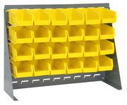 QUANTUM STORAGE SYSTEMS Yellow / 21" H x 28" W x 8" D / 8" L x 5" W x 3" H 24 Ultra Yellow Bins Standing Shelf Units
