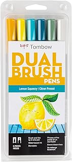 Tombow 56238 Dual Brush Pen Art Markers, Lemon Squeezy, 6-Pack