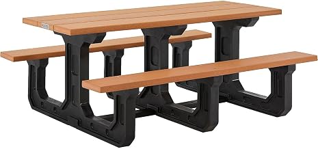 Global Industrial Outdoor 6' Rectangular Picnic Table, Recycled Plastic with Heavy Duty Base, Cedar