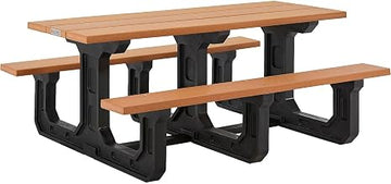 Global Industrial Outdoor 6' Rectangular Picnic Table, Recycled Plastic with Heavy Duty Base, Cedar