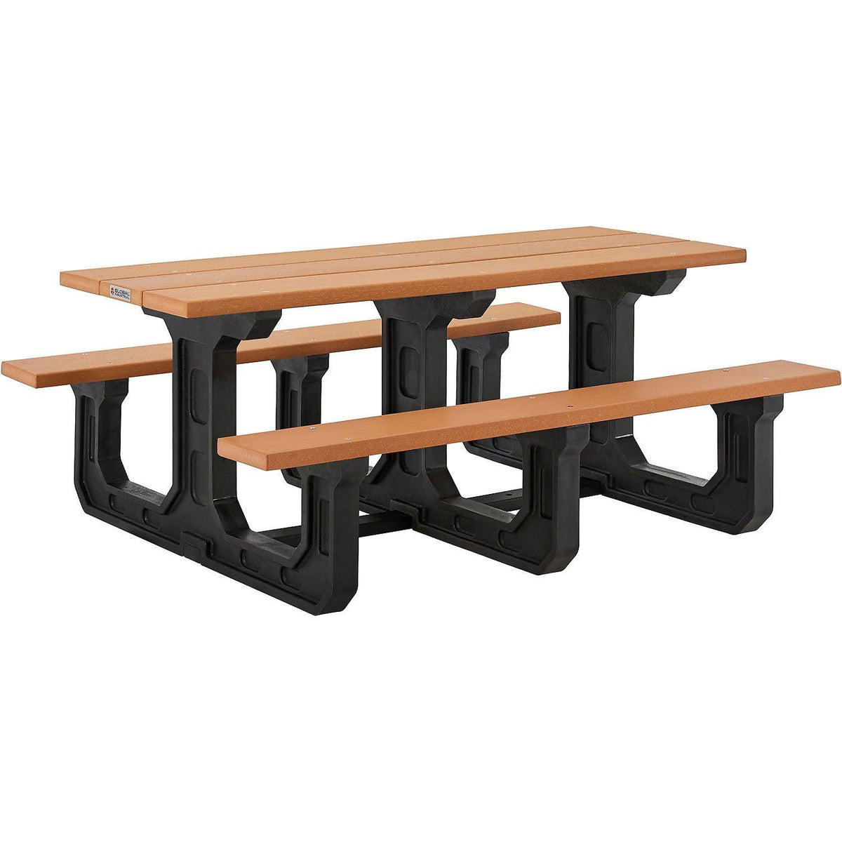 Outdoor 6' Rectangular Picnic Table by Global Industrial – 73.23 inches x 58 inches x 30 inches, Recycled Plastic, Cedar, Model 271677CD