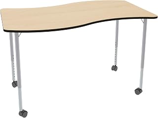 Learniture Structure Series Mobile Wave Collaborative Adjustable Height Table (30" W x 48" L)