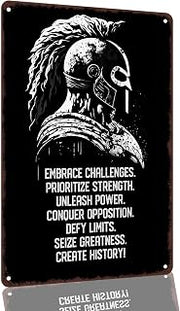 Spartan Warrior Motivational Quotes 8 x 12 Inch Aluminum Metal Sign