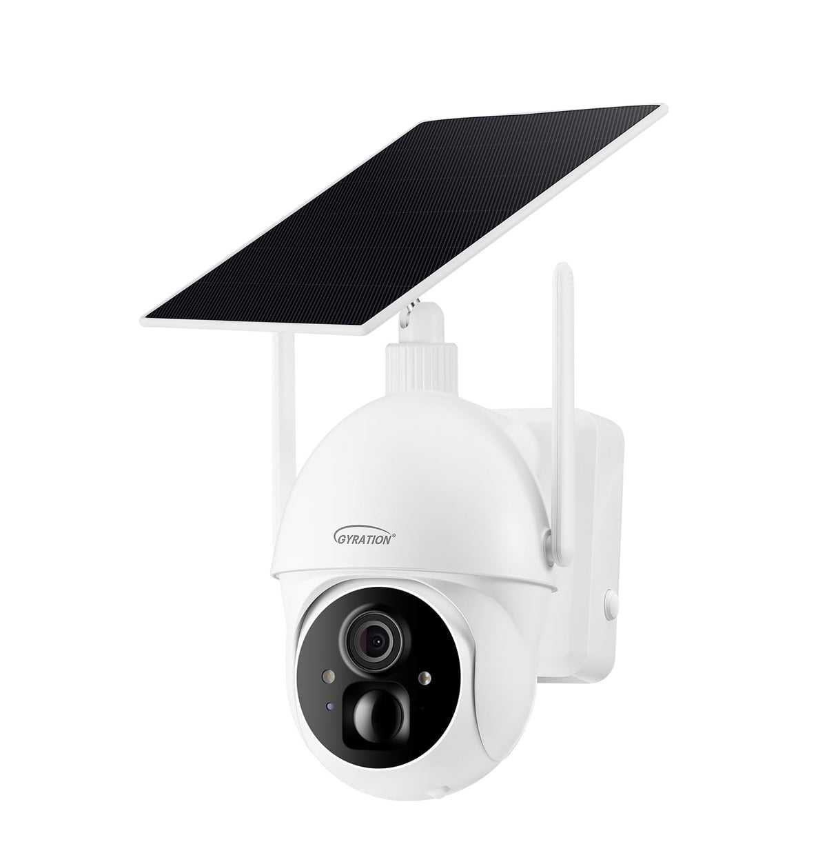 360 Degree Smart WiFi Wireless PTZ Dome Security Camera with Solar Panel by Gyration – White, Model Cyberview 3020