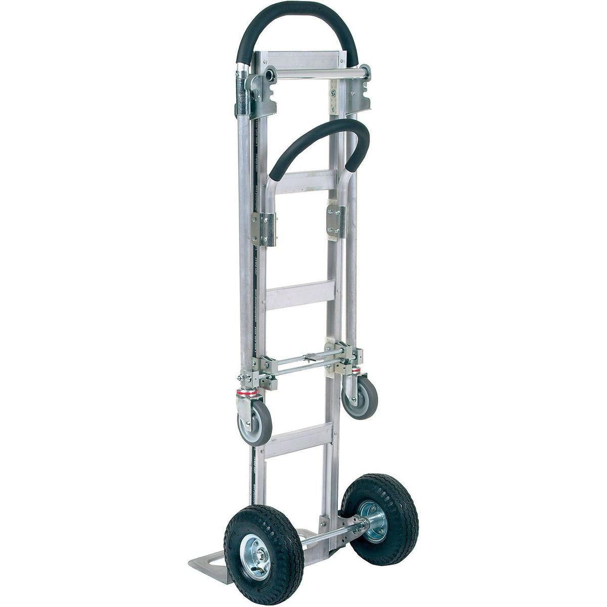 Aluminum 2-in-1 Convertible Hand Truck with Pneumatic Wheels - Senior by Global Industrial – 19"L x 63"W x 9"H, Aluminum, Gray, Model 241666
