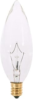 Satco S3282 120V Candelabra Base 25-Watt B9.5 Light Bulb, Clear