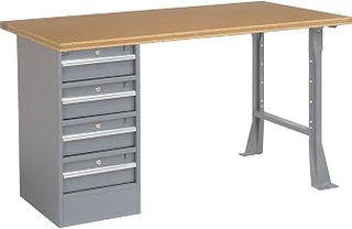 Global Industrial 72" W x 30" D Workbench, 1-1/2" Square Edge Shop Top, 4 Drawer/Open Leg
