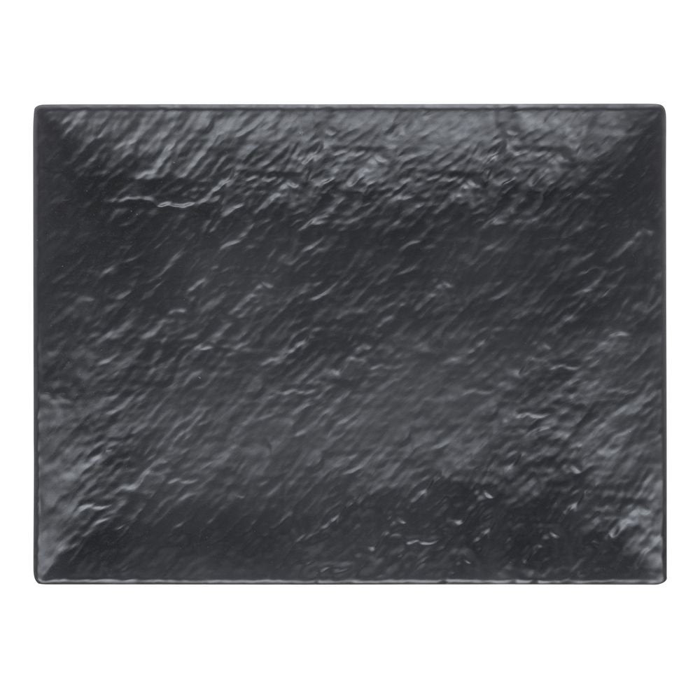 Serving Tray Matte Black Textured Melamine - 14 1/10"L x 10 3/5"W by HUBERT – Melamine, Black, Model M1405-BLACK