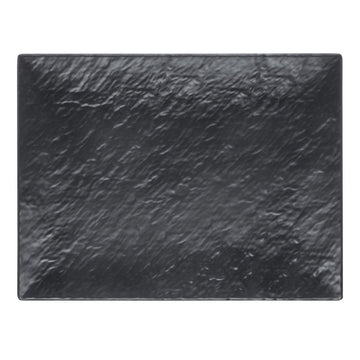 Serving Tray Matte Black Textured Melamine - 14 1/10"L x 10 3/5"W by HUBERT – Melamine, Black, Model M1405-BLACK