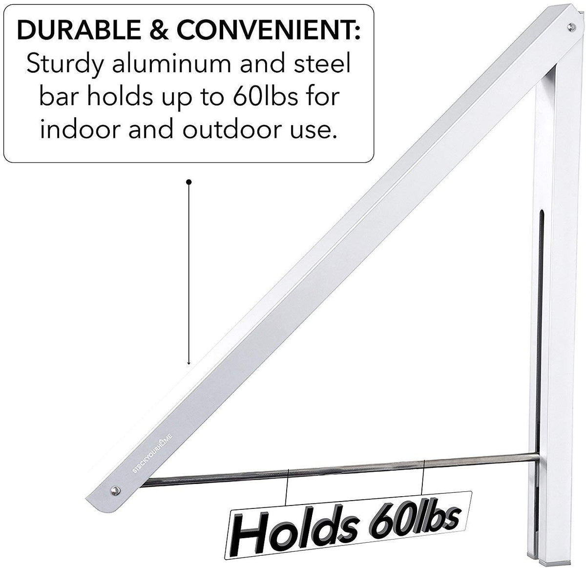Single Foldable Clothing Rack by Stock Your Home – 1 Rack, Aluminum, White, Model 1042