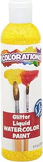 Colorations Liquid Glitter Watercolor Paint, 8 fl oz, Yellow, Non-Toxic, Painting, Kids, Craft, Hobby, Fun, Water Color, Posters, Cool effects, Versatile, Gift (GLWCYE)