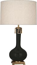 Robert Abbey Athena TL Athena 32" Tall Vase Table Lamp with Open Weave, Heather Linen Shade - Obsidian/Aged Brass