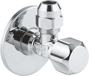GROHE Corner valve – safety technology for single-lever mixer taps with self-sealing connection thread, wall connection 1/2 inch with push rosette, outlet 3/8 inch | 22023000
