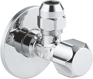 GROHE Corner valve – safety technology for single-lever mixer taps with self-sealing connection thread, wall connection 1/2 inch with push rosette, outlet 3/8 inch | 22023000