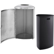 Triangular Indoor Trash Can with Removable Plastic Liner by Global Industrial – 1.5 gallons, Stainless Steel, Silver, Model EK9075B-MT