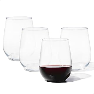 TOSSWARE Reserve 16oz Stemless Wine, Set of 24, Premium Quality, Tritan Dishwasher Safe & Heat Resistant Unbreakable Plastic Drinking Glasses