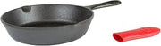 Lodge Cast Iron Skillet with Mini Silicone Handle Holder, 8 Inches