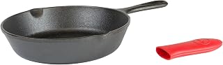 Lodge Cast Iron Skillet with Mini Silicone Handle Holder, 8 Inches