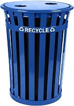 WITT Industries M3601-FTL2H-BL Recycling Flat Top Lid w/2 Hole Opening, Blue