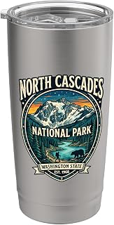 North Cascades National Park Washington State Vintage Badge Stainless Steel Insulated Tumbler