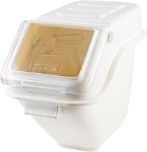 Winco 5 Gallon White Shelf Ingredient Bin | Dishwasher safe, BPA-free, Stackable, One-handed lid, Scoop included, Great for Water, Juice, Soft Drinks and Cocktails
