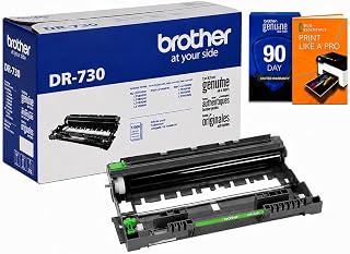Brother Genuine DR730 Drum Unit for HL-L2350DW, HL-L2370DW, MFC-L2710DW, MFC-L2750DW, Approx. 12,000 Page Yield, Bundle with Deco Essentials Printer eBook