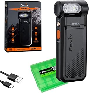 Fenix SW06R Clip On Flat Body swival Flashlight with Red Light with EdisonBright Accessory case Bundle