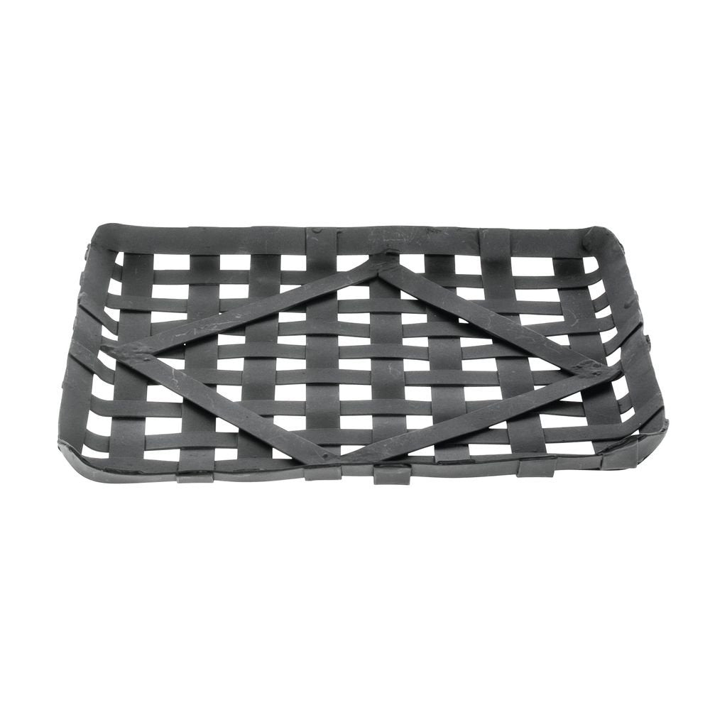 Black Metal Rectangular Decorative Display Basket - 8.5"L x 8.5"W x 0.5"H by HUBERT – Metal, Black, Model 40322