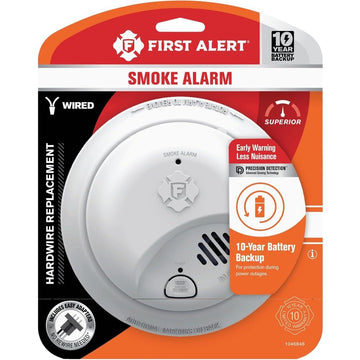 Interconnect Hard-Wired w/Battery Back-up Ionization Smoke Detector by First Alert – No Color, Model 1046848