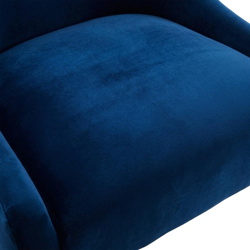 Velvet-Upholstered Side Chair with Gold Stainless Steel Legs by Starlight Canyon Home – Velvet, Navy