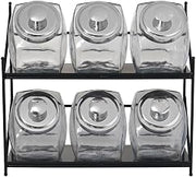 2-Tier Countertop Glass Jar Display, (6) 1/2 Gal. Glass Jars with Lids