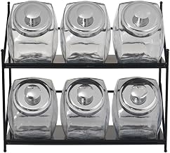 2-Tier Countertop Glass Jar Display, (6) 1/2 Gal. Glass Jars with Lids