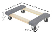 Hardwood Carpet End Dolly 24 In. x 16 In. x 5-3/4 In. 900 Lb. Capacity by Vestil – One Size, Wood, Brown/Tan, Model HDOC-1624-9