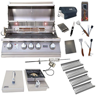 32-Inch Propane Grill L75000 with 4 Ceramic Tubes w/ Flame Tray and Single Side Burner and 5 in 1 Tool Set Best of Backyard Gourmet Package Deal by Lion Premium Grills – Model bbq