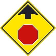NMC TM609K Stop Ahead Graphic Sign - 24in. Heavy Duty High Intensity Reflective Aluminum, Stop Ahead Symbol with Arrow Sign