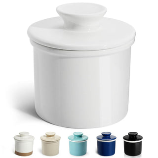 Sweese Butter Keeper, Porcelain Crock with Water Seal, White