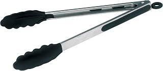 Winco 12" Heavy-Duty Utility Stainless Steel Tongs | Heavy-duty, Silicone tips, Locking clip, Great for Salads, Buffets and Catering