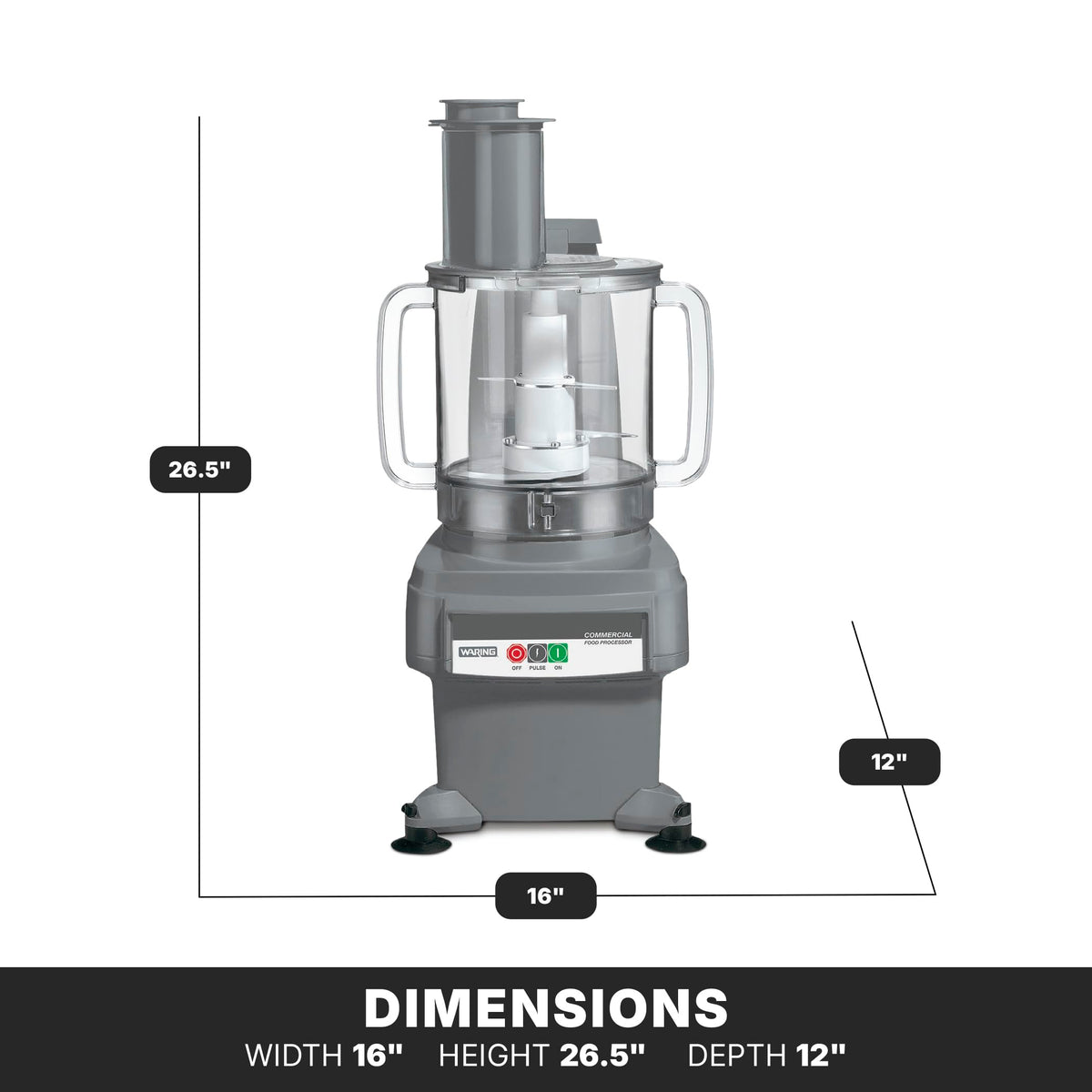 Heavy Duty Food Processor with 6 qt Capacity & Continuous Feed by Waring – 6-Quart, Plastic, Gray, Model FP2200