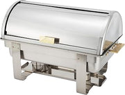 Winco 8 qt Roll Top Stainless Steel Chafer | Roll-top design for easy serving, Heavy-duty, Great for Hot Holding, Buffet Lines, Banquets, Events and Food Displays