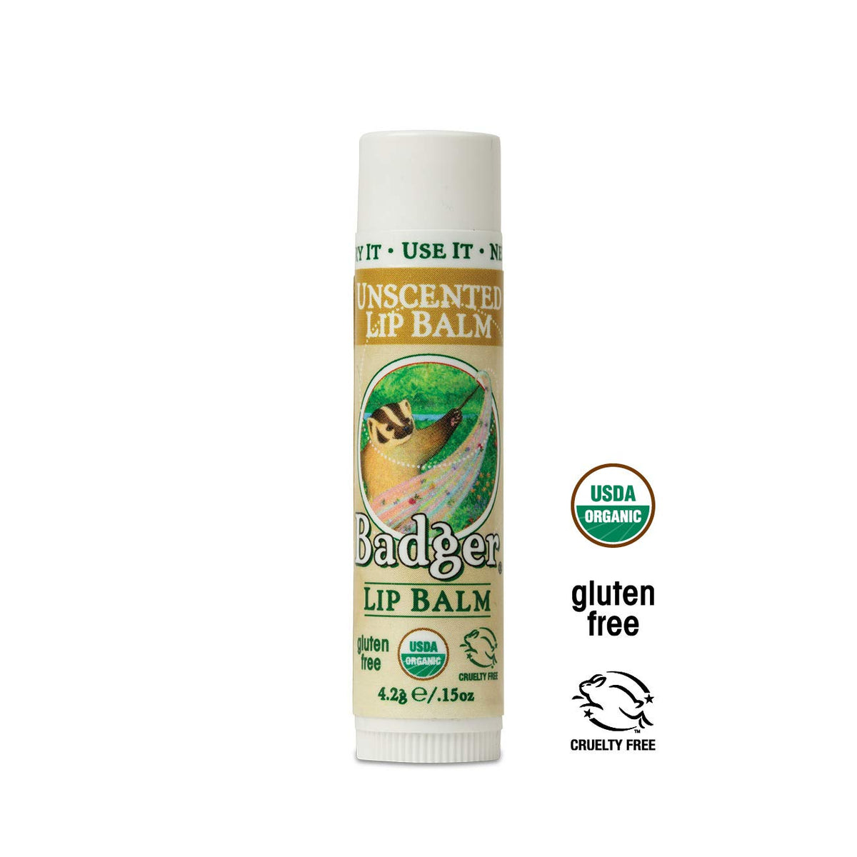 Unscented Classic Lip Balm by Badger – 1 Count (Pack of 2), Uncolored, Pack of 2, Model 6.34E+11