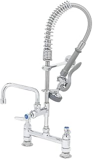 T&S Brass MPZ-8DLN-06 Mini-PRU Deck Mount with B-0107, 6" Swing Nozzle, Lever Handles and Wall Bracket, 8"