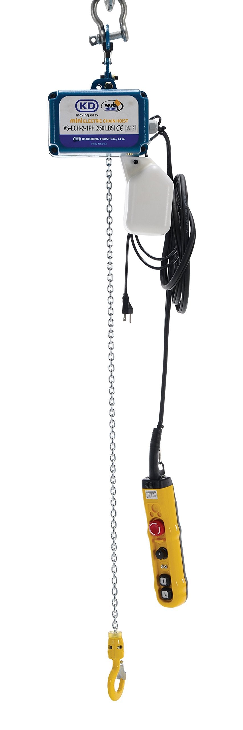 VS-ECH Variable Speed Electric Chain Hoist by Vestil – 24"L x 24"W x 20"H, Steel, Blue, Model VS-ECH-2-1PH