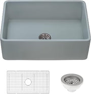 Ruvati 30 x 20 inch Fireclay Reversible Farmhouse Apron-Front Kitchen Sink Single Bowl - Horizon Gray - RVL2100GR