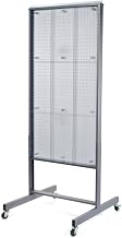 Azar Displays Azar 700271-CLR Two-Sided Floor Display, Clear Translucent Pegboard with Wheeled Base