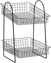 HUBERT Black Wire 2-Tier Basket Stand - 10 1/4"L x 13"W x 17 1/2"H