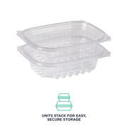 Compostable 8oz Clear Rectangular Deli Containers With Lids by ECO PRODUCTS – 8oz, 8 ounces, PLA Plastic, Clear, Pack of 300